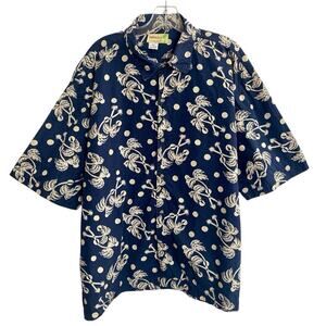 Vintage Tropicals Hawaiian Button Down Shirt Large Palm Trees Beach Vaca…